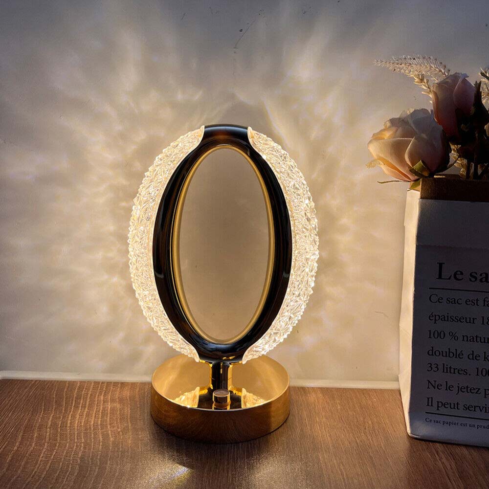 USB LED Crystal Table Lamp Touch Dimmable Bedside Night Light Bedroom Decor Gift