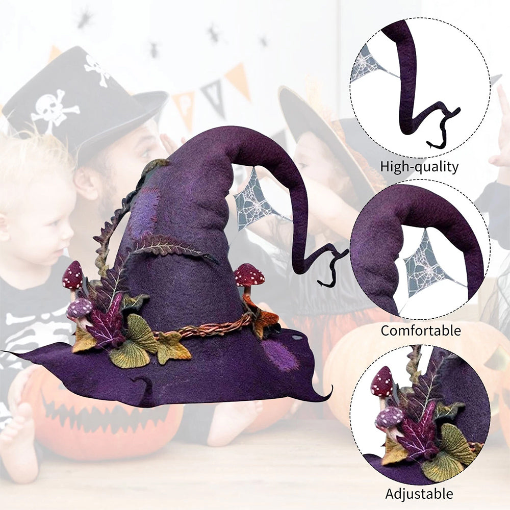 Halloween Party Felt Witch Hat Adjustable Party Witch Hat Cosplay Prop