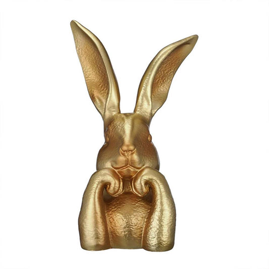 8 Inch Vintage Gold Resin Bunny Statue Spring Rabbits Easter Decoration Table Centerpiece for Home Decor & Gifts