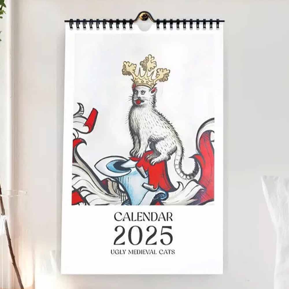 2025 Ugly Medieval Cats Calendar: Strange Medieval Wall Decor Calendar