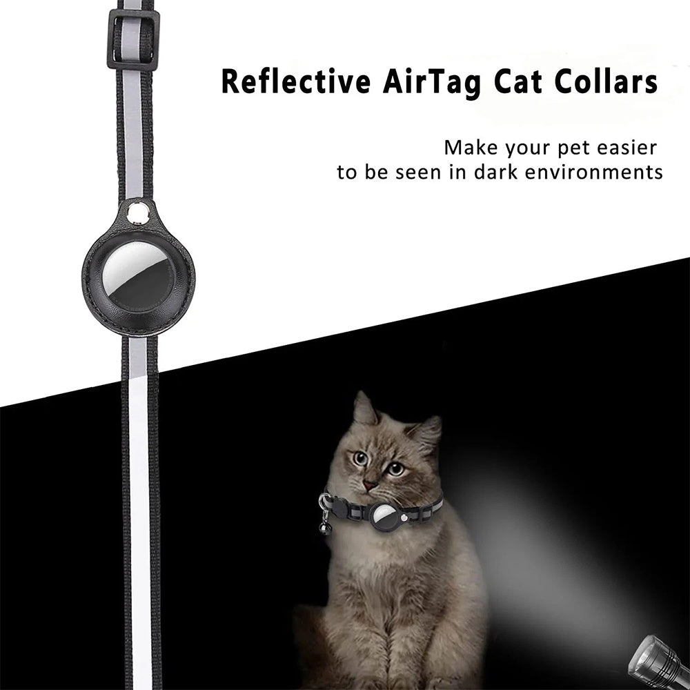 Reflective AirTag Cat Collar – Breakaway Safety Collar with Bell & Case