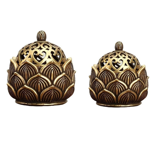 2-Piece Small Lotus Incense Burner Set – Elegant Holder for Sticks and Cones