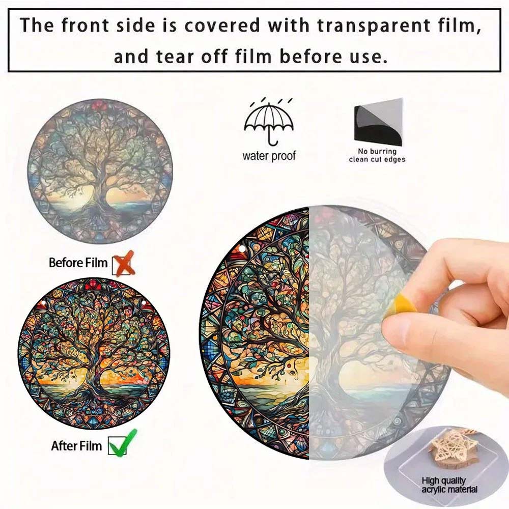 3-Pack Tree of Life Wall Art - 2D Acrylic Hanging Ornament for Indoor & Outdoor Garden Decor