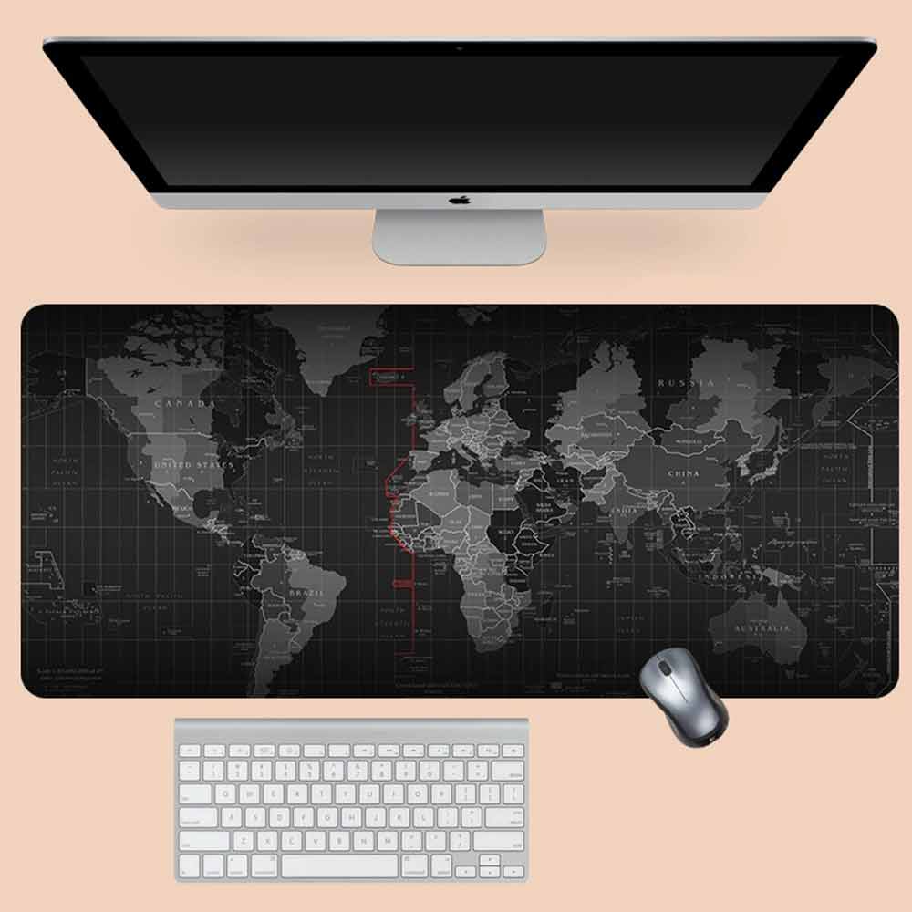World Map Gaming Desk Mat – 90x40cm Large Non-Slip Mouse & Keyboard Pad