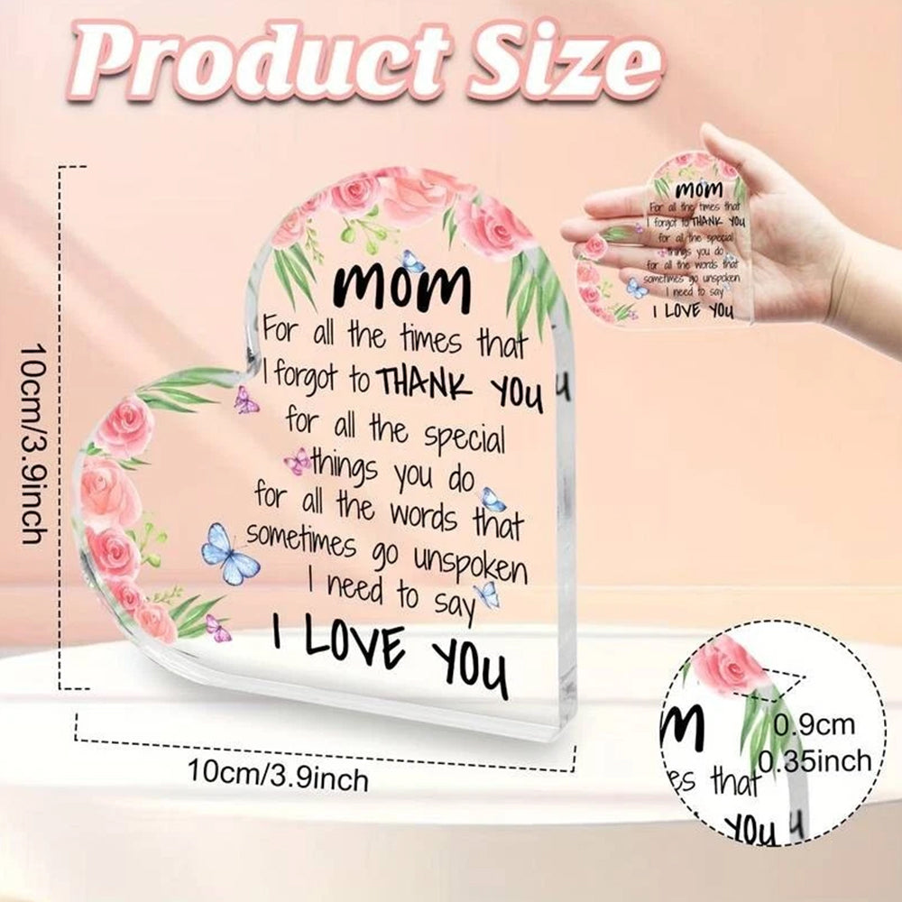 Heart Shaped Acrylic Plaque for Mum - Unique Mother's Day & Christmas Gift