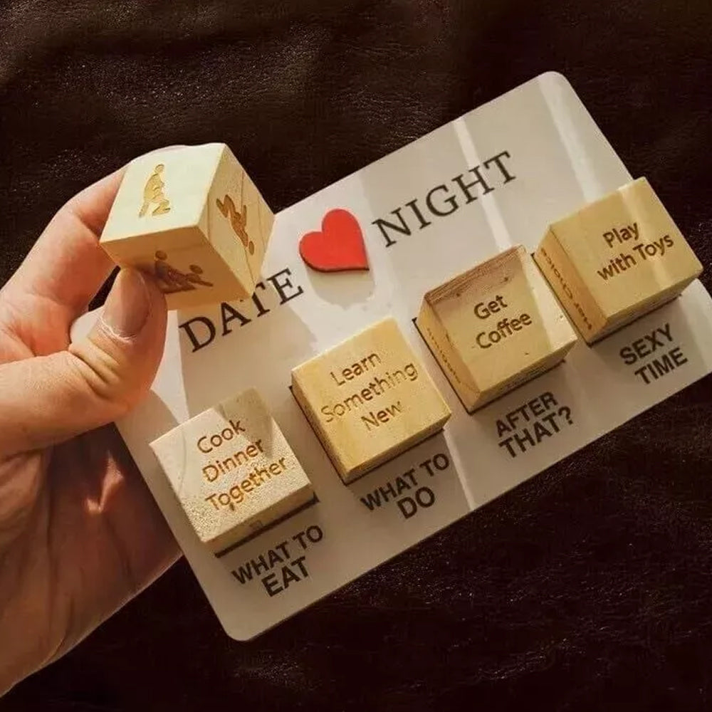 Wooden Date Night Dice: After Dark Edition - Romantic Adventure Dice for Couples