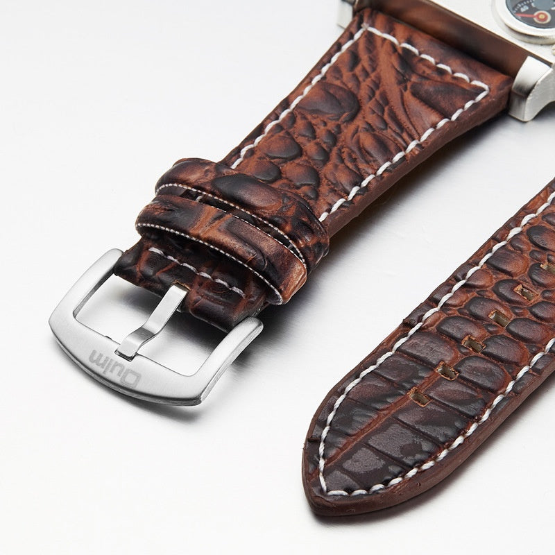 Men Army Sports Fashion Two Time Zones Big Dial Leather Strap Quartz Wrist Watch