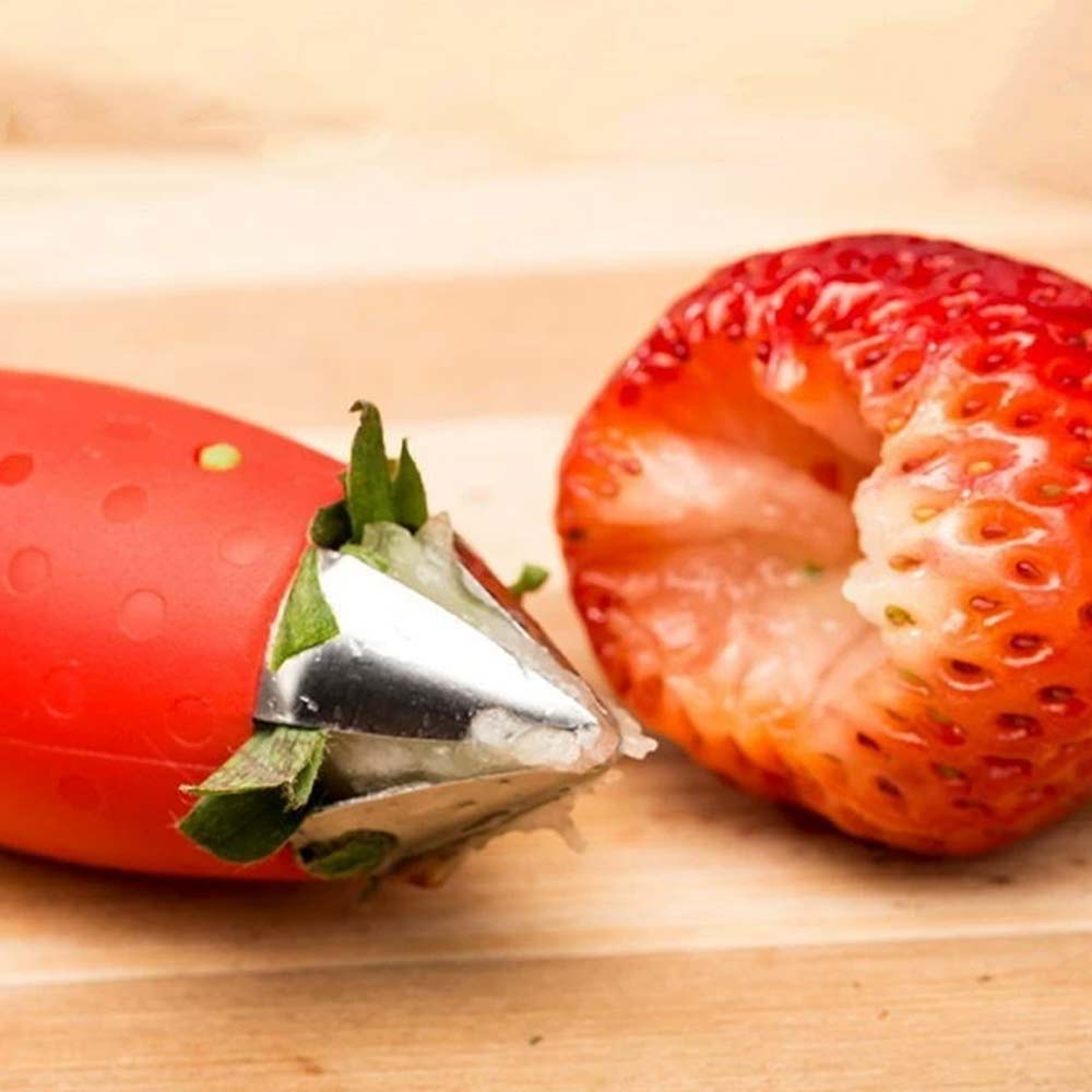 Strawberry Slicer & Corer Tool - Huller Fruit Leaf Stem Remover