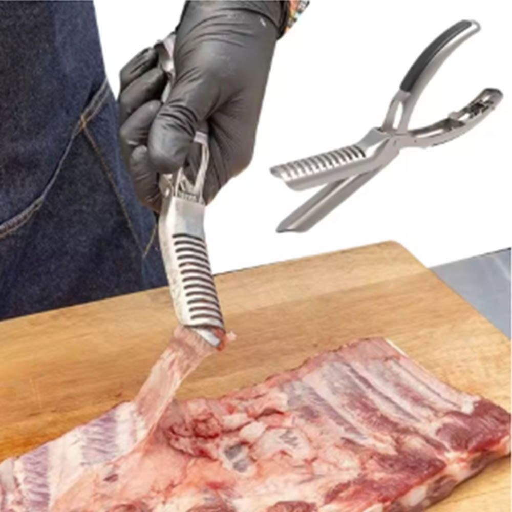 BBQ Easy Rib Membrane Removal Tool – Stainless Steel Meat Peeler for Beef & Pork
