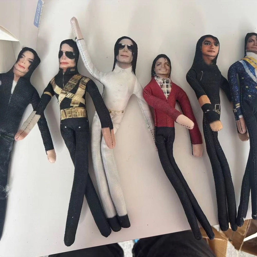 Michael Jackson Plush Doll – 28cm Poseable Figure, 6 Costumes, Abstract Collectible