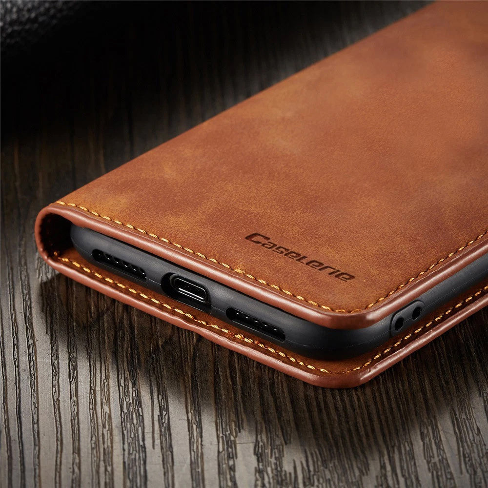 Magnetic Wallet Case for iPhone 17 PU Leather Flip Cover with Card Slots & Kickstand