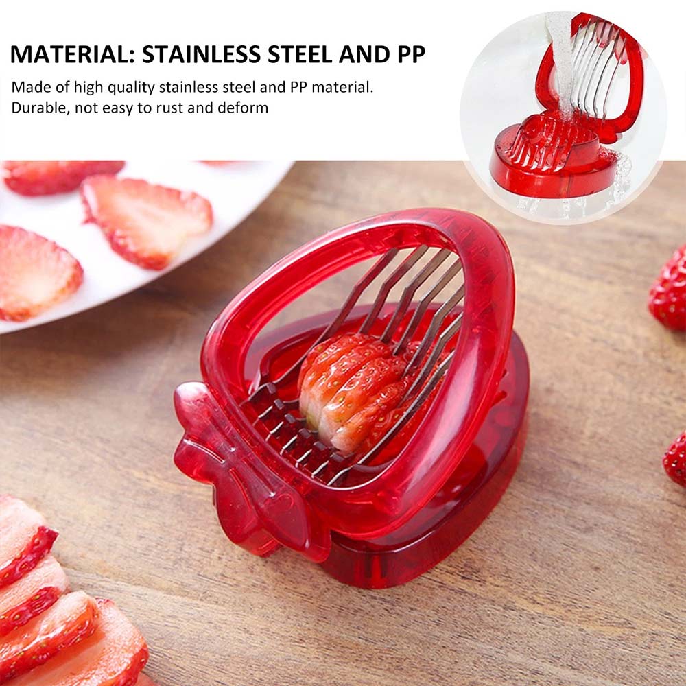Stainless Steel Strawberry Slicer - Fruit Cutter with 7 Blades for Even Slicing