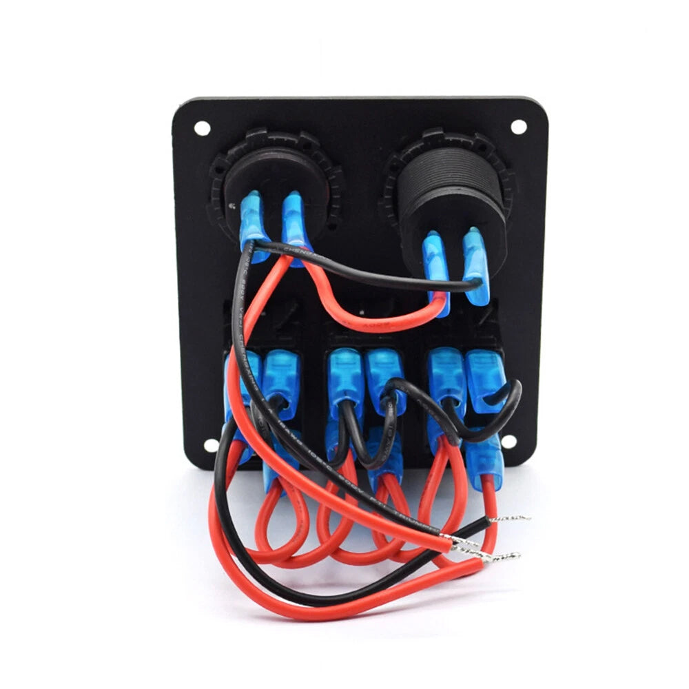 3 Gang 12V/24V LED Light Switch Control Panel USB Charger Car Boat RV Waterproof