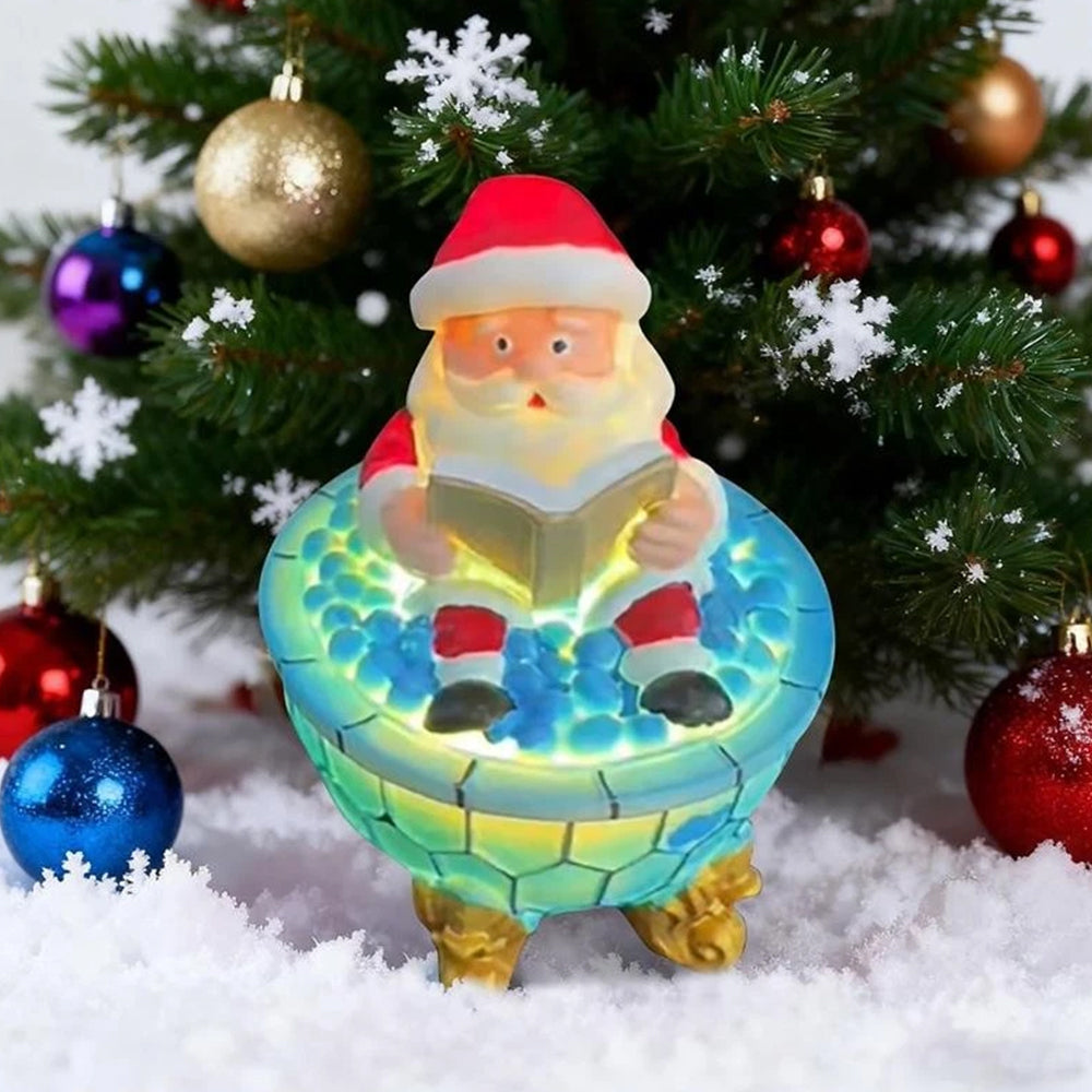 Christmas Santa Bubble Bath Lamp, Cute Santa Reading Books USB LED Lamp Decor