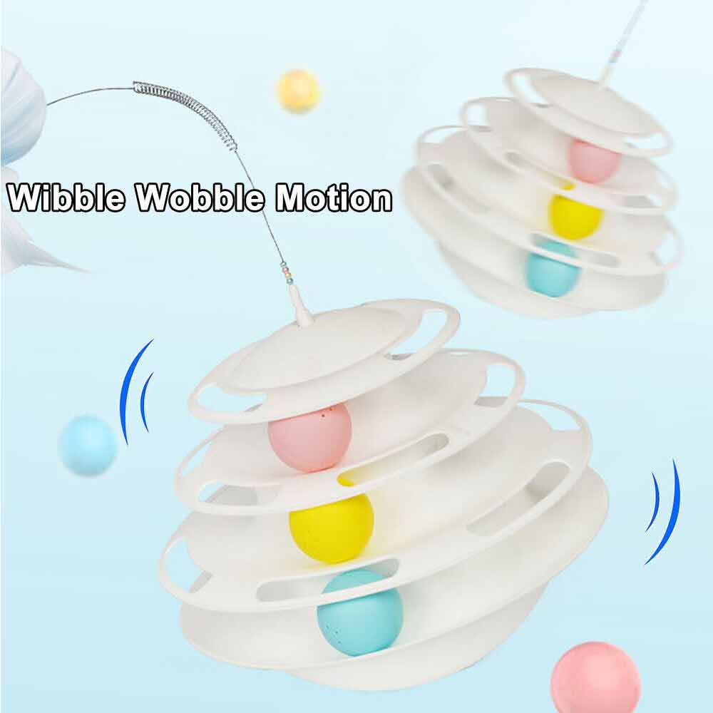 3 Level Cat Toy Kitten Rotating Feather Teaser Tower Interactive Funny Toys