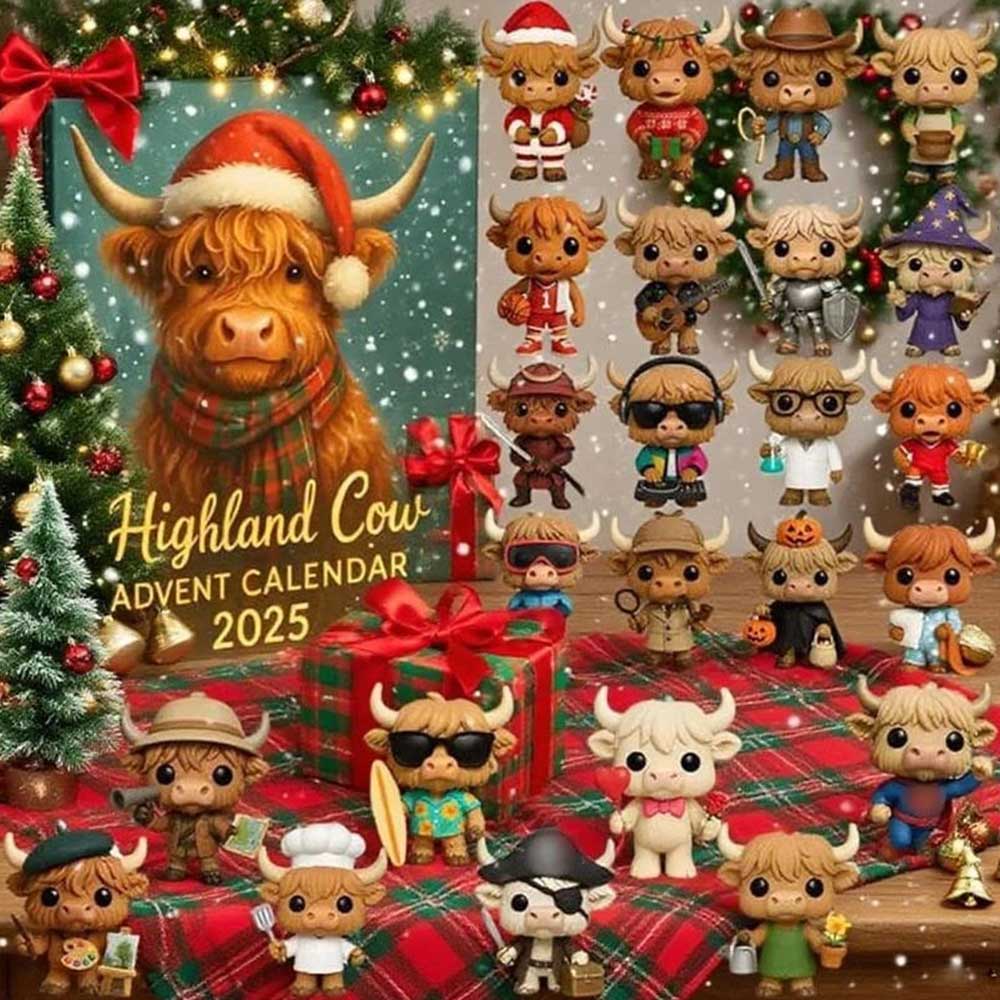 2025 Highland Cow Advent Calendar - 24 Days of Adorable 2D Surprises & Christmas Countdown