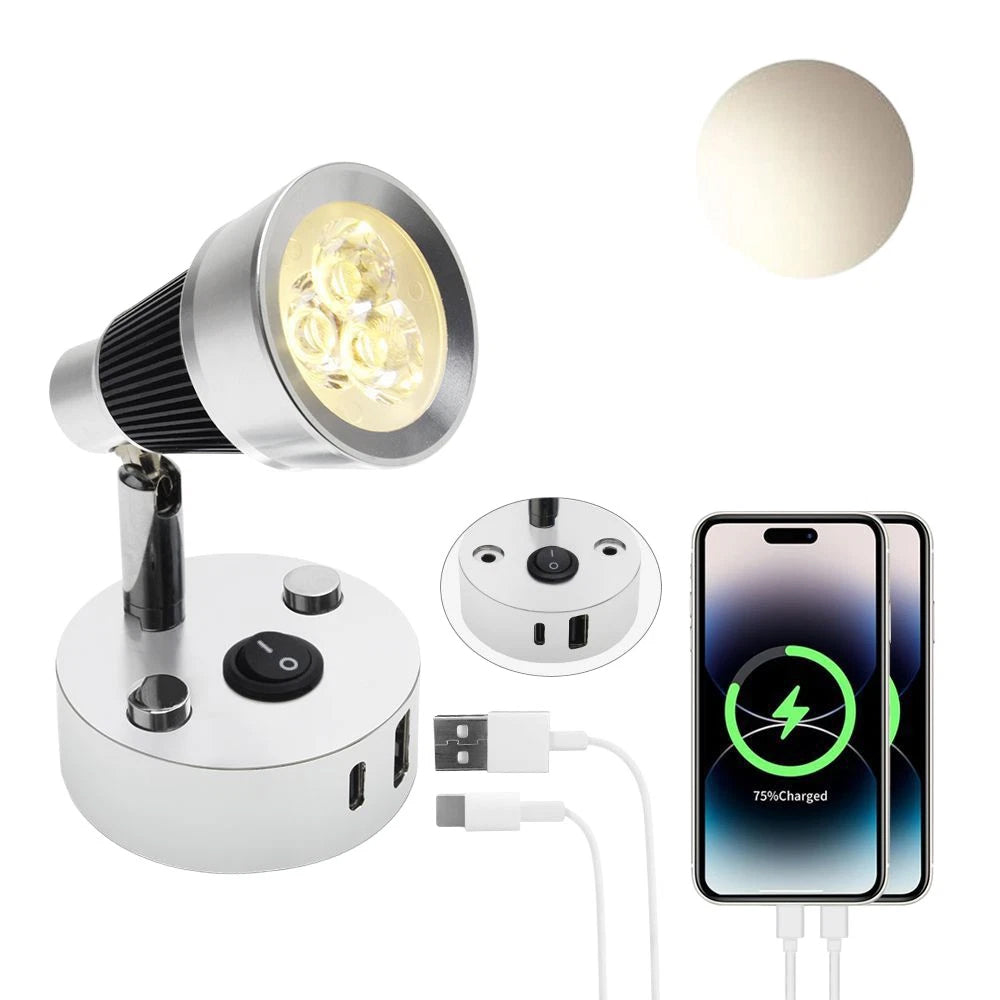 12V 24V Reading Light 3W LED RV Interior with USB & Type-C for Caravan Boat Lamp