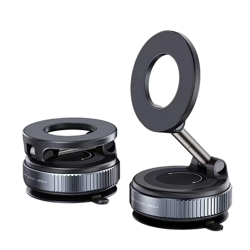 Magnetic Vacuum Suction Car Phone Holder – 360° Rotation, Dashboard & Windshield Mount with Strong Magnetic Grip