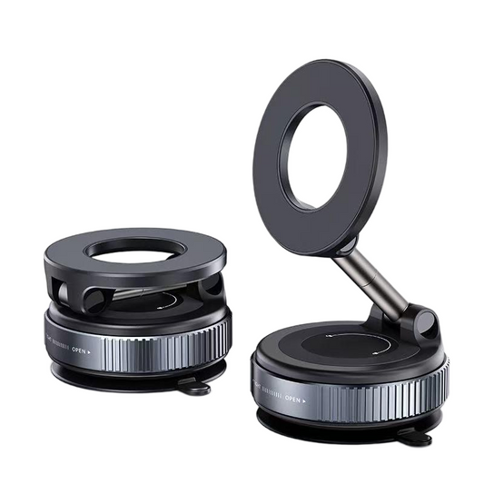Magnetic Vacuum Suction Car Phone Holder – 360° Rotation, Dashboard & Windshield Mount with Strong Magnetic Grip