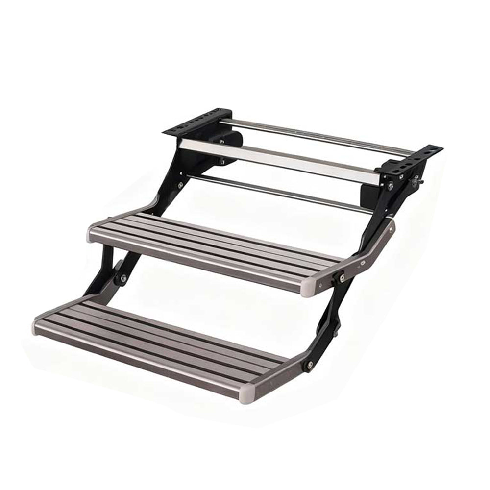 Silver Double 12V Electric RV Step -  Aluminum Pull Out Drop-Down Caravan Step