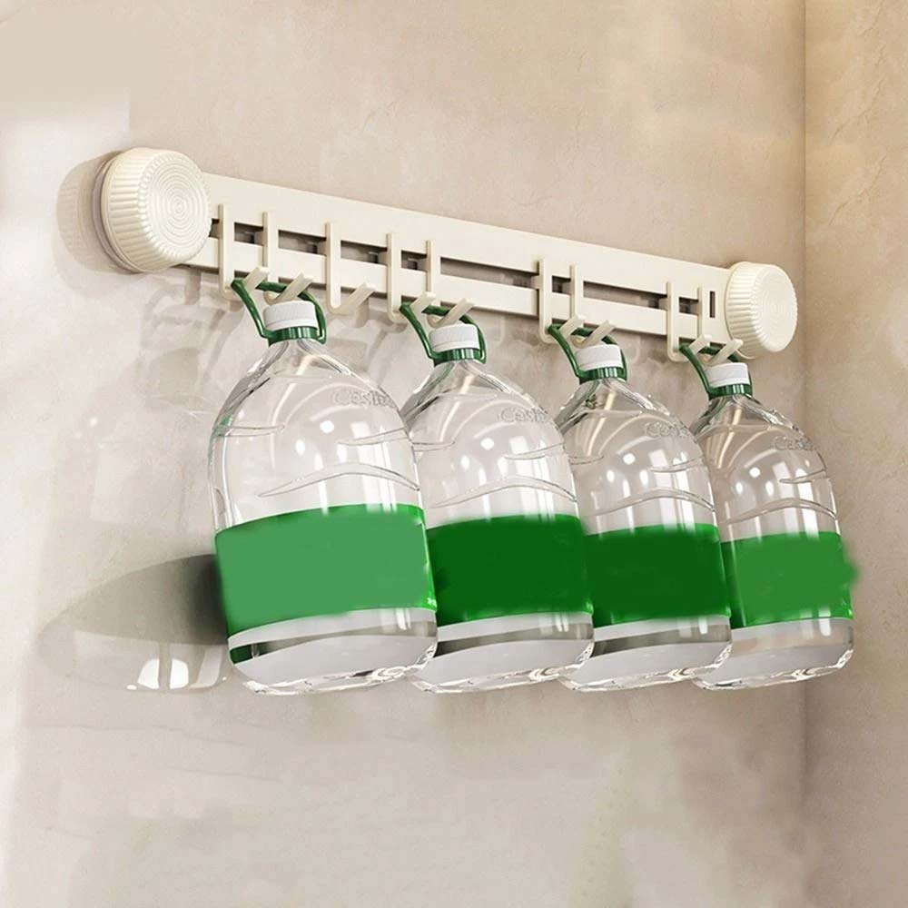 9-Hook Suction Cup Hook Rack - Wall Mounted Bathroom Kitchen Utensil Organizer