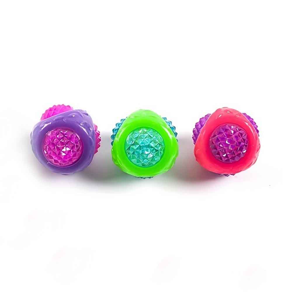 3-Piece Catch & Flash Squeaky Dog Ball – Flashing Toy Lights Up in Dark, Tough Balls