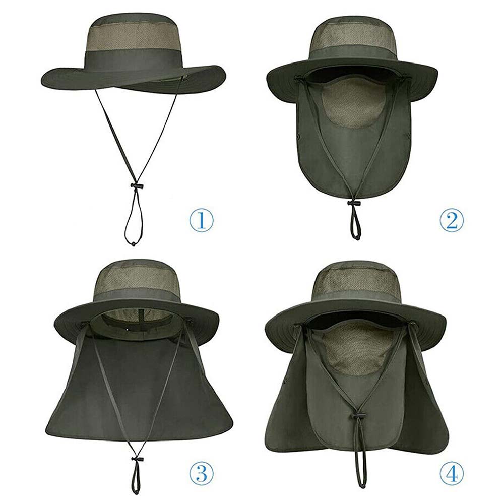 Outdoor Sun UV Protection Fishing Cap Neck Face Flap Hat Wide Brim Cover Summer