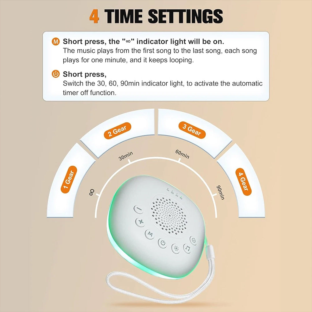 20-Sound Portable White Noise Machine – RGB Night Light, Timer for Sleep & Relaxation