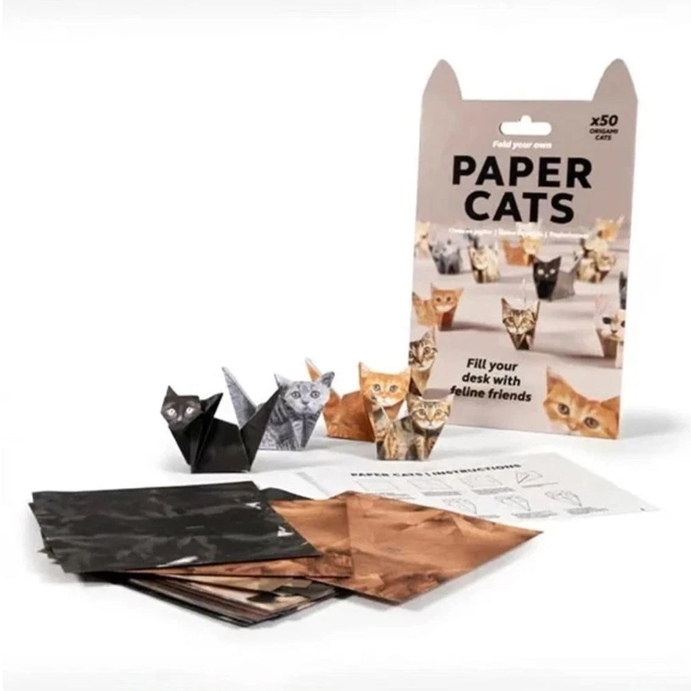 DIY Origami Paper Animals - 50 Sheets Pre-Printed Cat, Dog Craft Paper for 3D Figures