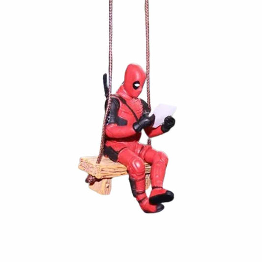 Deadpool Car Interior Decoration Cute Swing Reading Book Rearview Mirror Pendant