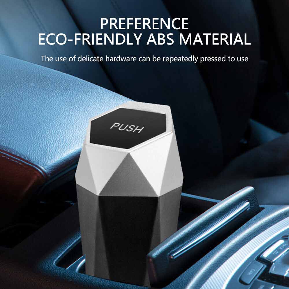 Mini Car Trash Can Bin Push with Lid Car Portable Garbage Can Car Accessories