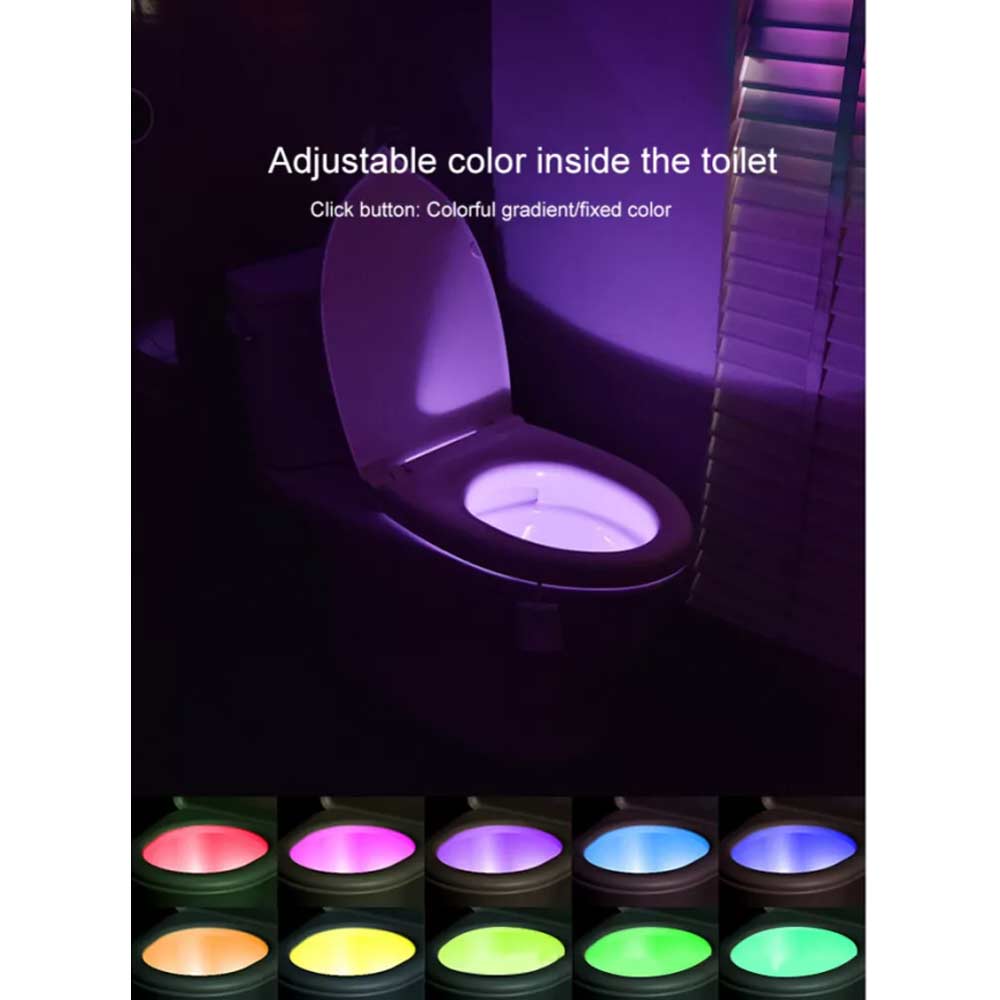 Toilet Bowl LED Night Light Motion Activated Seat Sensor Bathroom Lamp Light Rechargeable