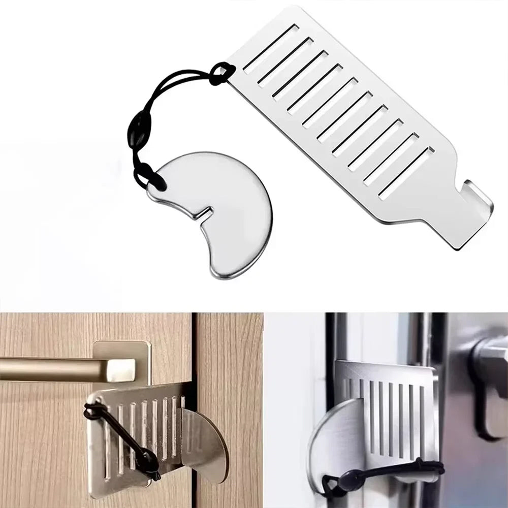 Portable Door Lock – 8cm Stainless Steel Anti-Theft Security Blocker Tool