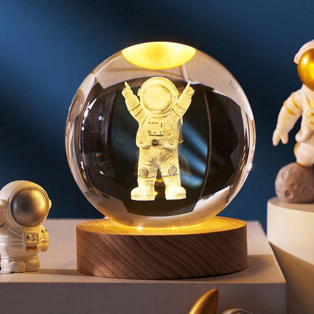 3D Moon Night Light Planet Globe Galaxy LED Crystal Ball Table Lamp Bedside USB