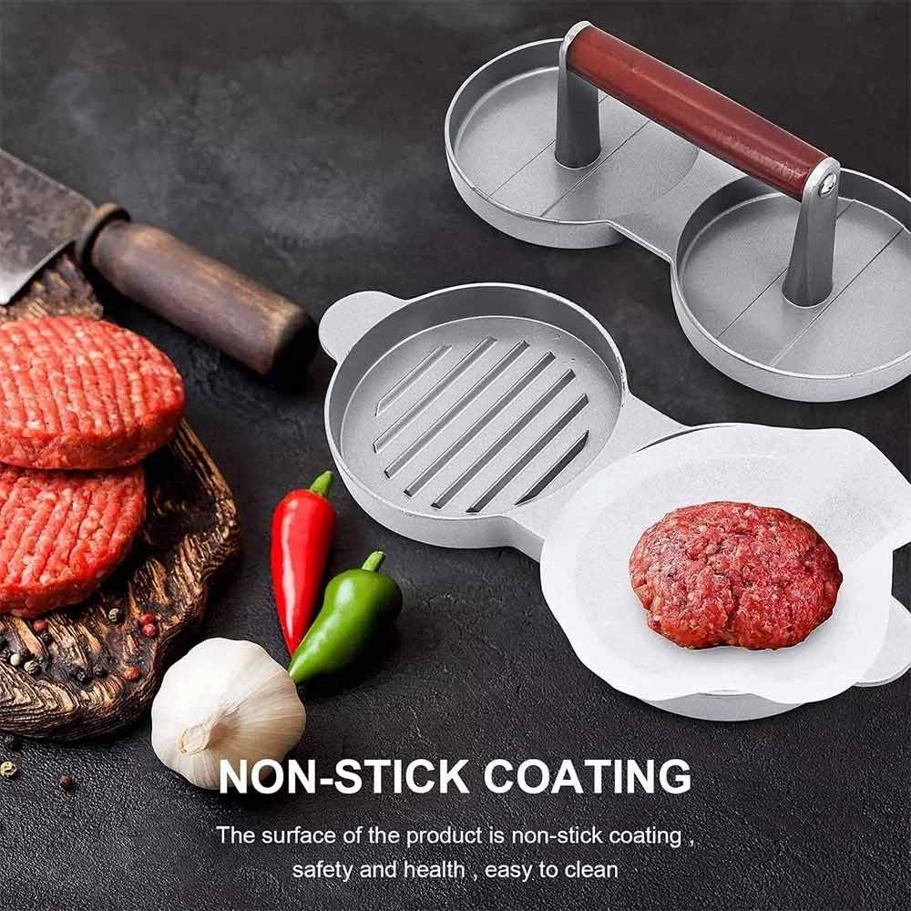 Double Burger Press Hamburger Maker – Non-Stick Aluminum Beef Patty Meat Tool for BBQ