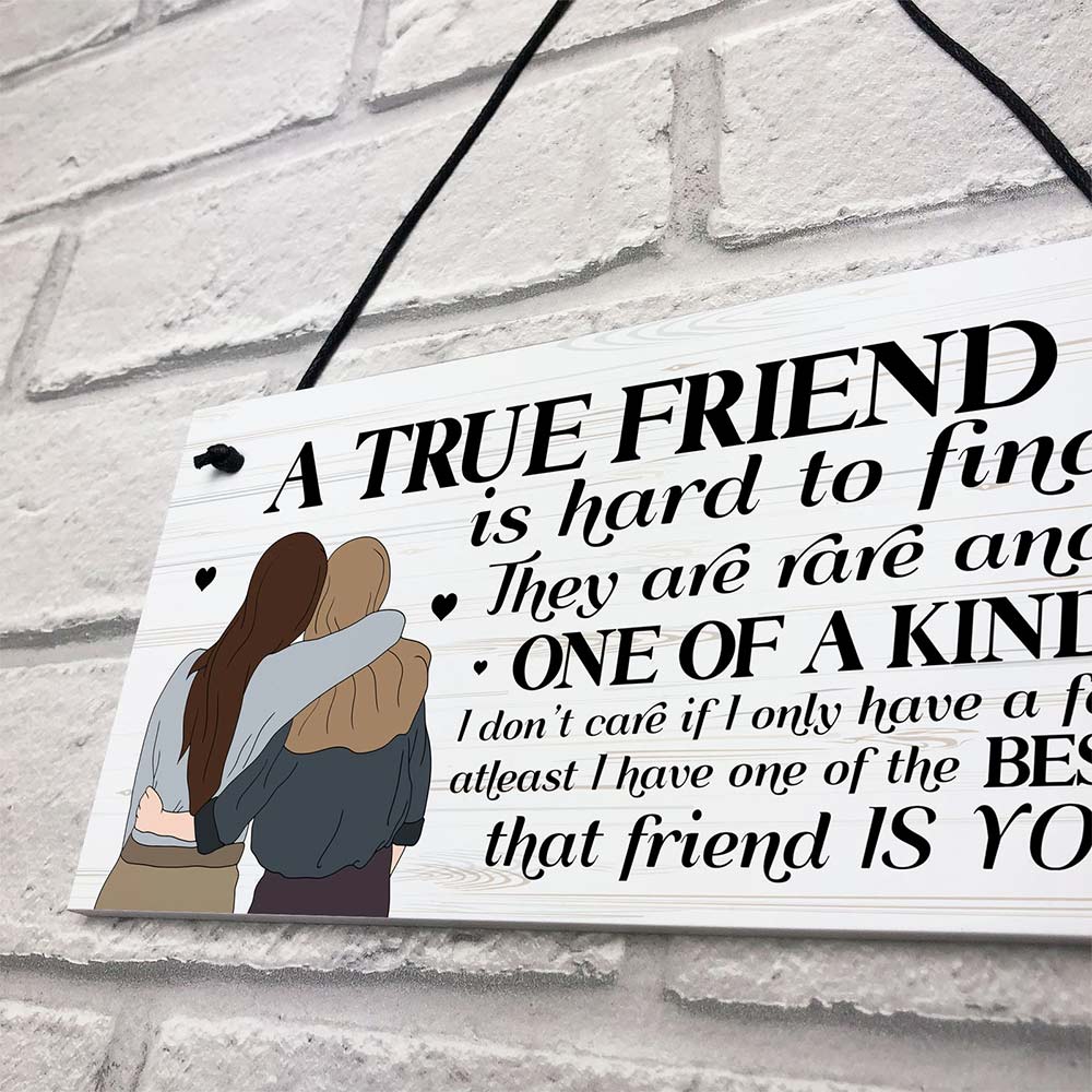 Wooden Friendship Gift for Best Friend – “True Friend” Wall Decor, Birthday & Christmas Gift for Her