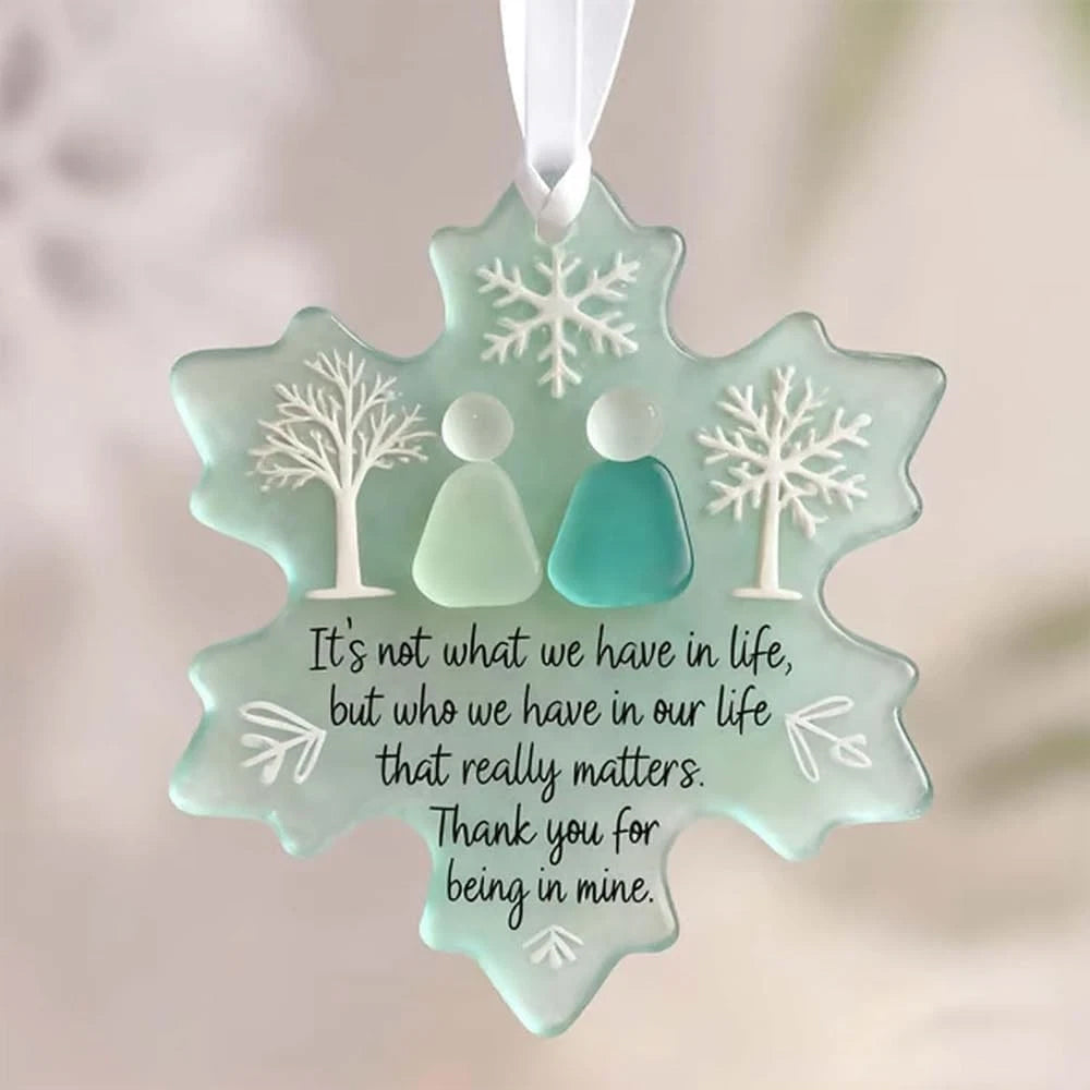 Snowflake Shaped Sea Glass Friendship Decor Christmas Tree Hanging Ornament