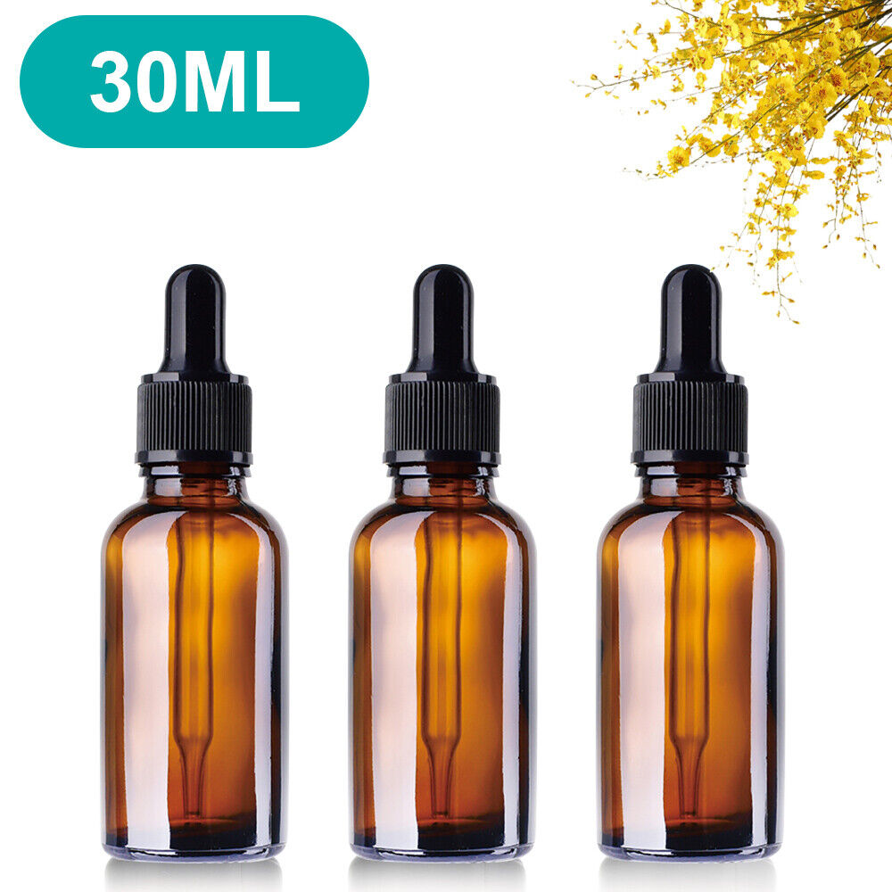 5-100ML Amber Glass Liquid Dropper Reagent Eye Pipette Essential Oils Bottle AU