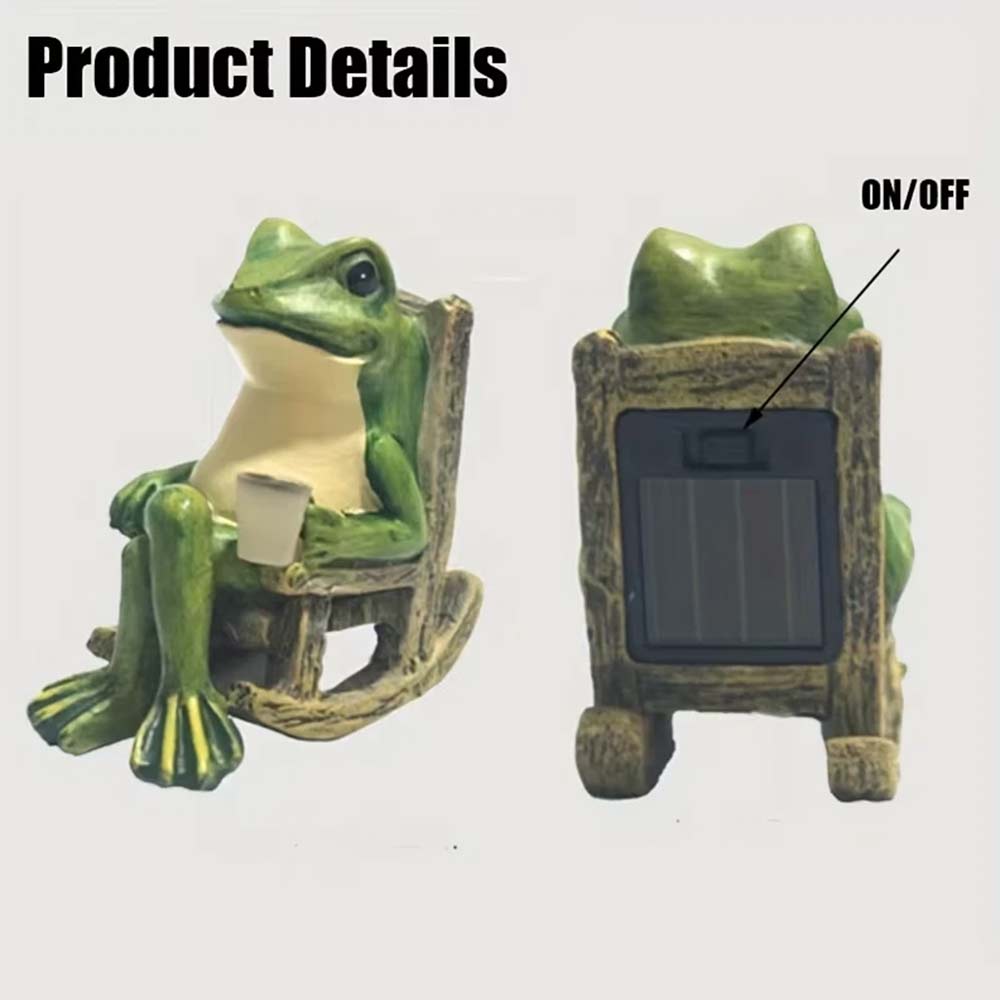 Solar Powered Mini Frog Garden Statue - LED Outdoor Indoor Decor, Waterproof