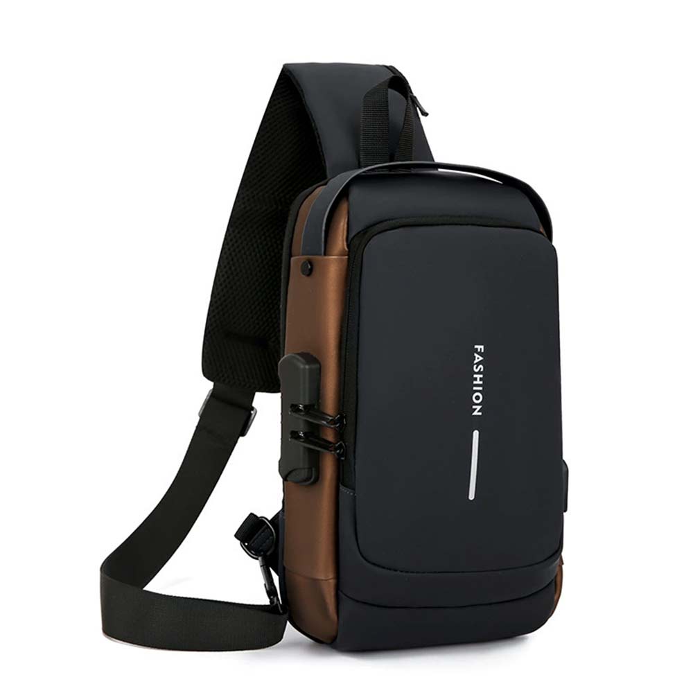 Men's Anti-Theft Crossbody Chest Bag - USB Charging Port & Lockable Sling Bag