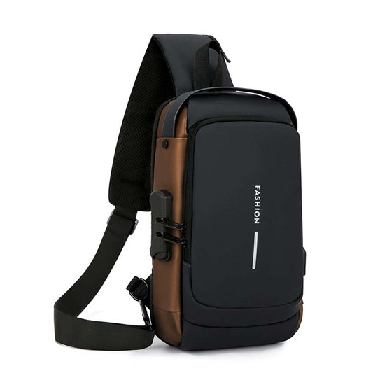 Men's Anti-Theft Crossbody Chest Bag - USB Charging Port & Lockable Sling Bag