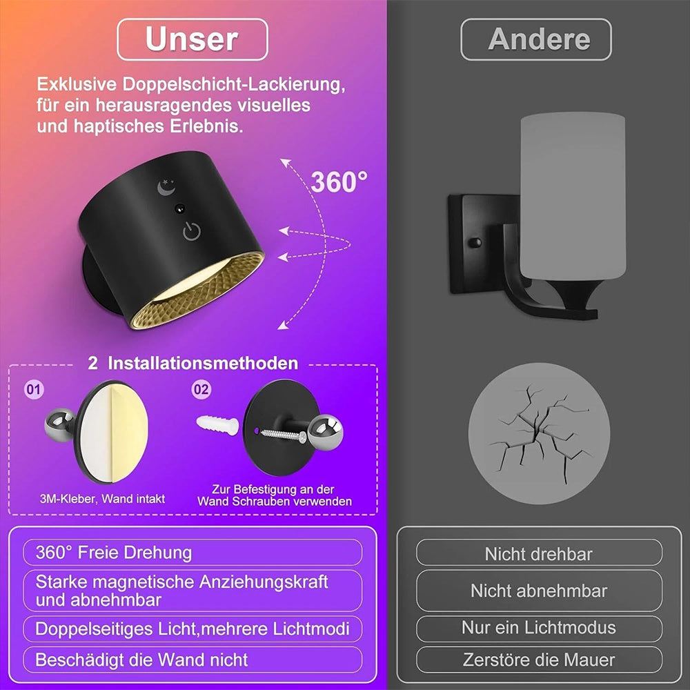 Rechargeable RGB LED Wall Sconce Lights - Magnetic Remote Night Lamp