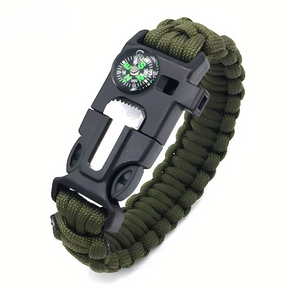 5-in-1 Survival Bracelet – Paracord, Compass, Whistle, Fire Starter, Cutter for Outdoor