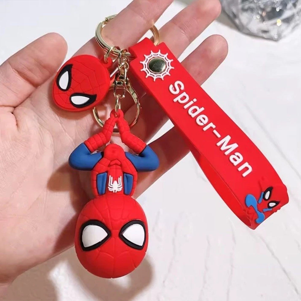Spider-Man Cartoon Keychain – 3D Figure Keyring, Bag Clip Gift Set for Fans