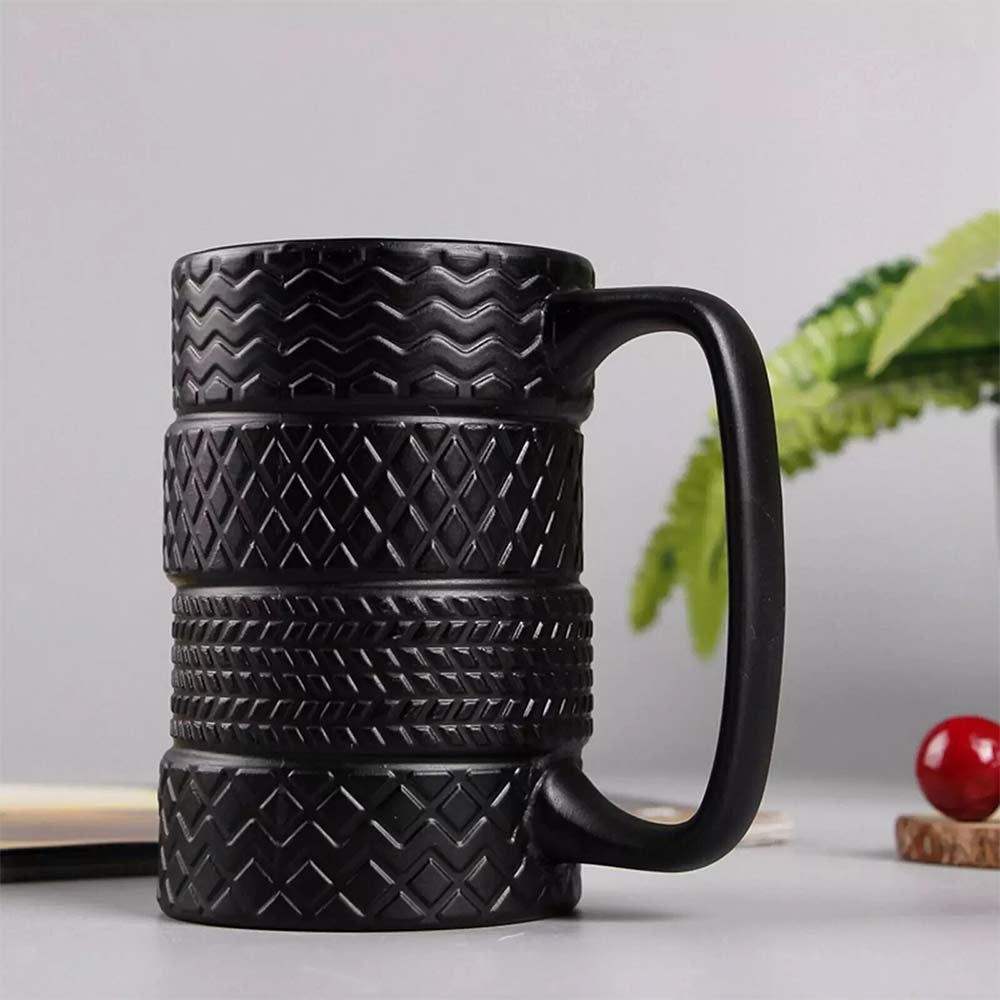 Tyre Tire Ceramic Mug Large 500ml - Novelty Coffee Tea Cup Gift for Car Lovers
