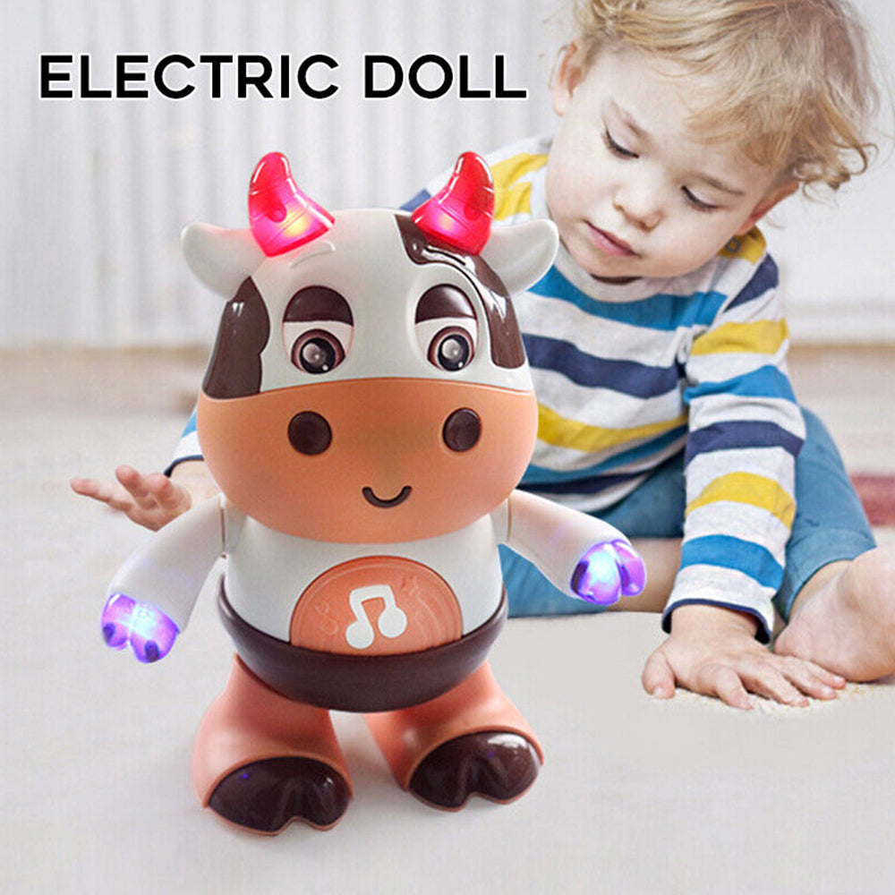 Electric Cow Shape Dancing Robot Kids Toys Interesting Battery Powered Xmas Gift