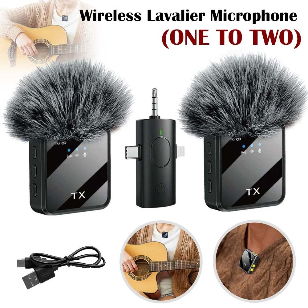 Dual Wireless Lavalier Microphone - Plug & Play Lapel Mic for iPhone, Android, Camera