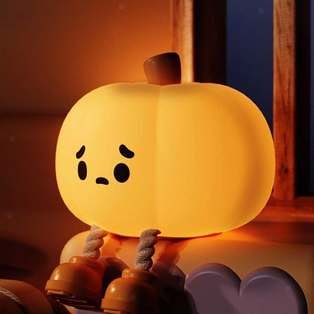 Pumpkin Night Light for Kids 30Min Timer Control, Silicone Touch Bedroom Baby