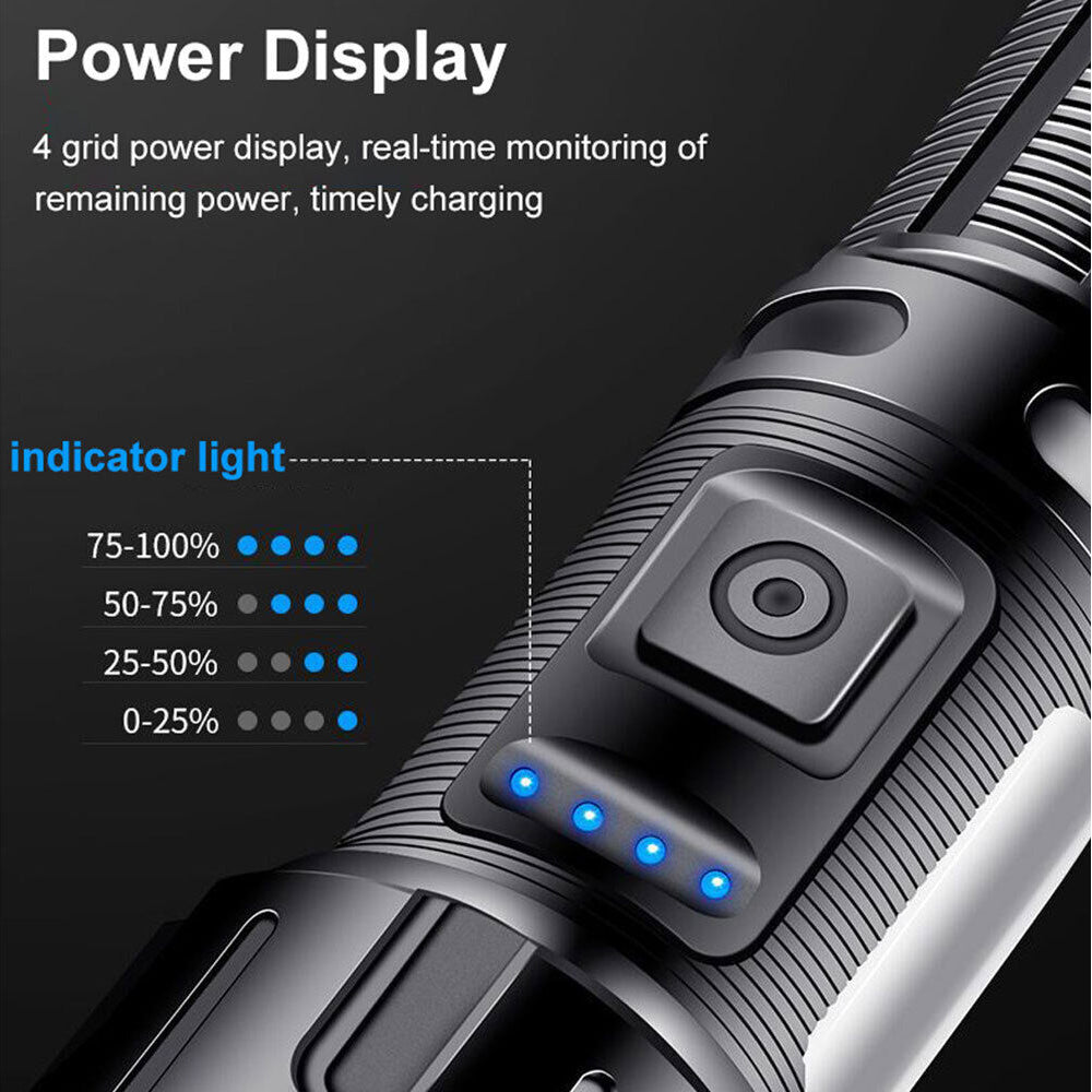 XH-P50 LED Flashlight Tactical Light Super Bright Torch USB Rechargeable