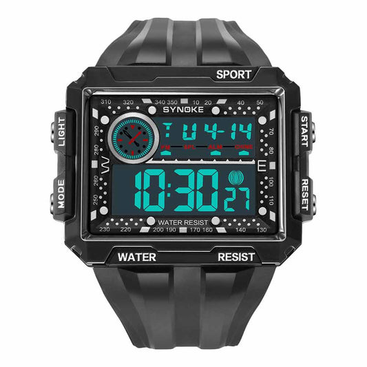 Men Sports Electric Watch Fashion Waterproof Shock Resist Large Screen Watch